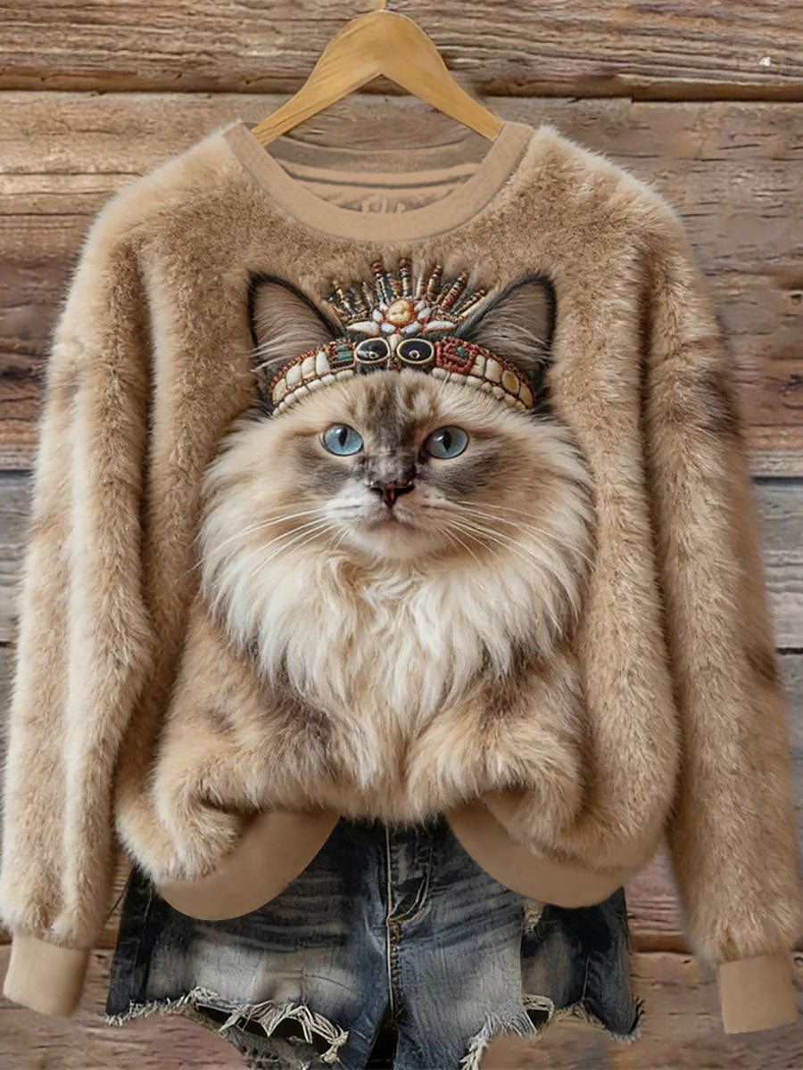 Nicoline Marie | Sweatshirt med kattemotiv og kunstprint