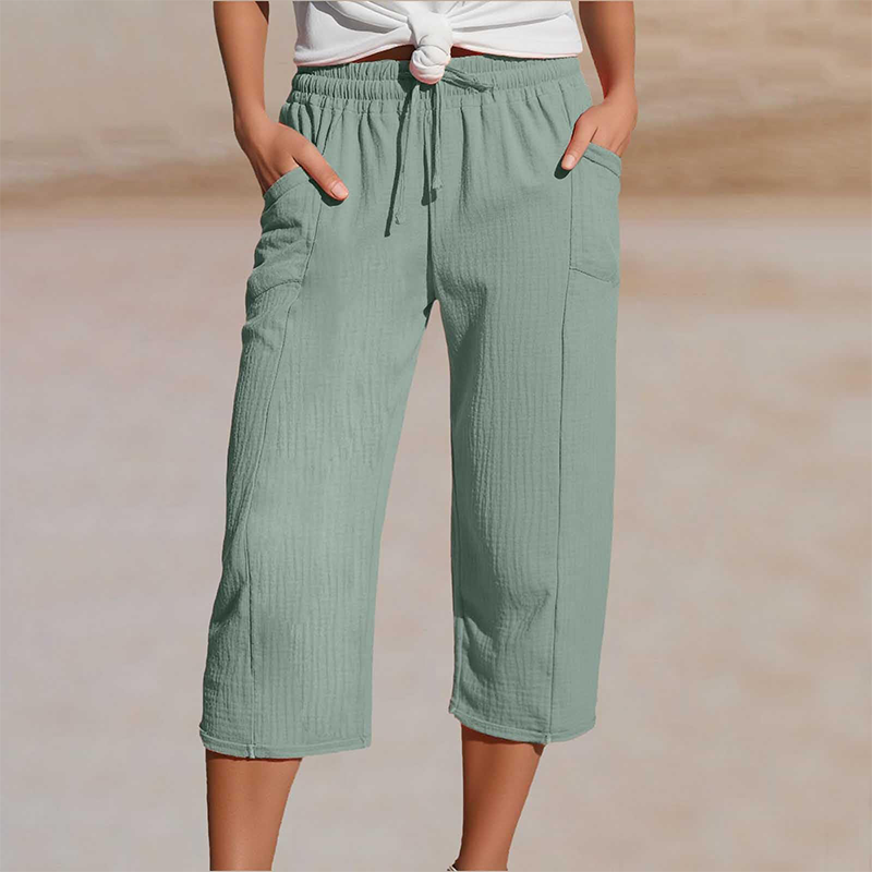 Astrid | Plisserede 9/10-bukser i bomulds-linnedlook