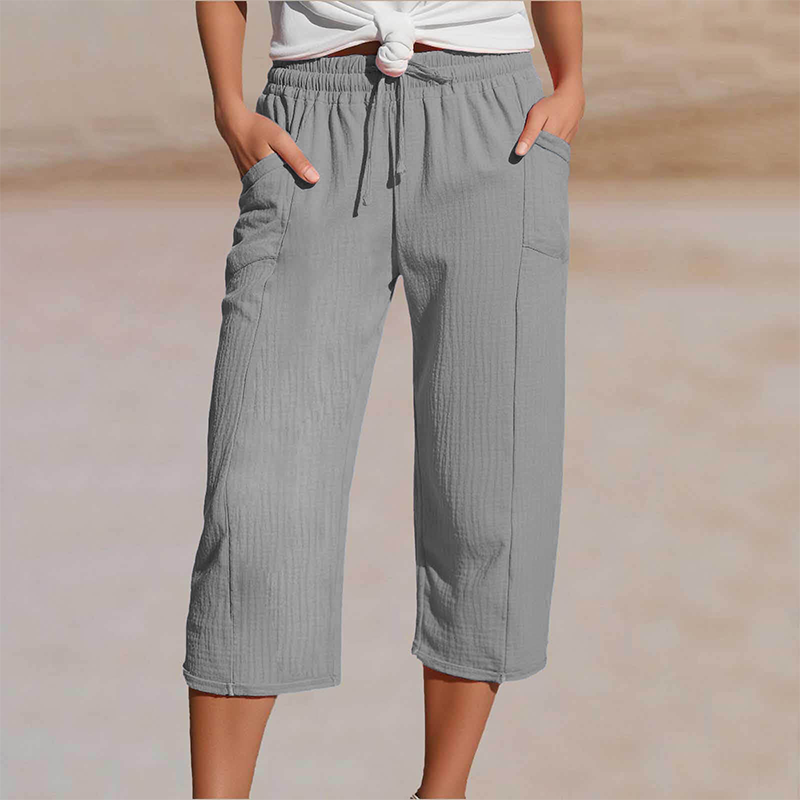 Astrid | Plisserede 9/10-bukser i bomulds-linnedlook