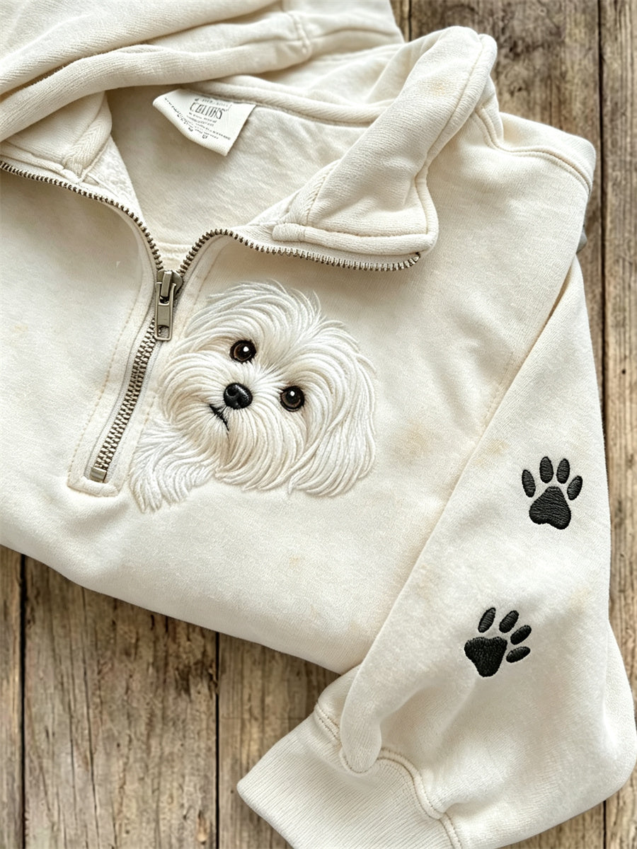 Maja | Sweatshirt med malteserhund og poteprint