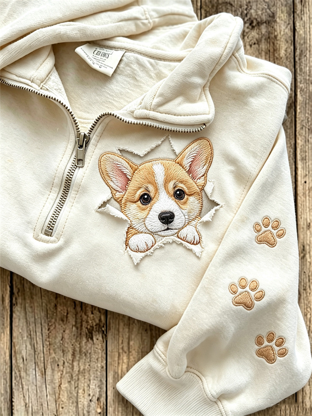 Karla | Sweatshirt med lynlås med hund og print