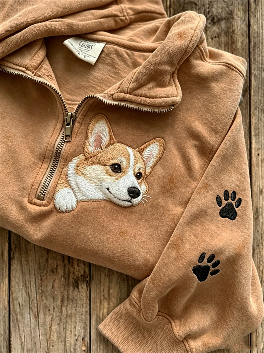 Josefine | Sweatshirt med corgi og poteprint