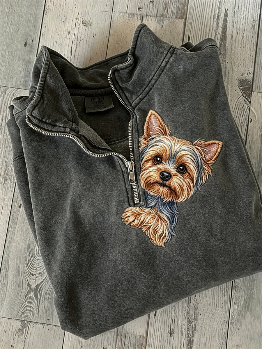 Alberte | Sweatshirt med yorkshire terrier og print