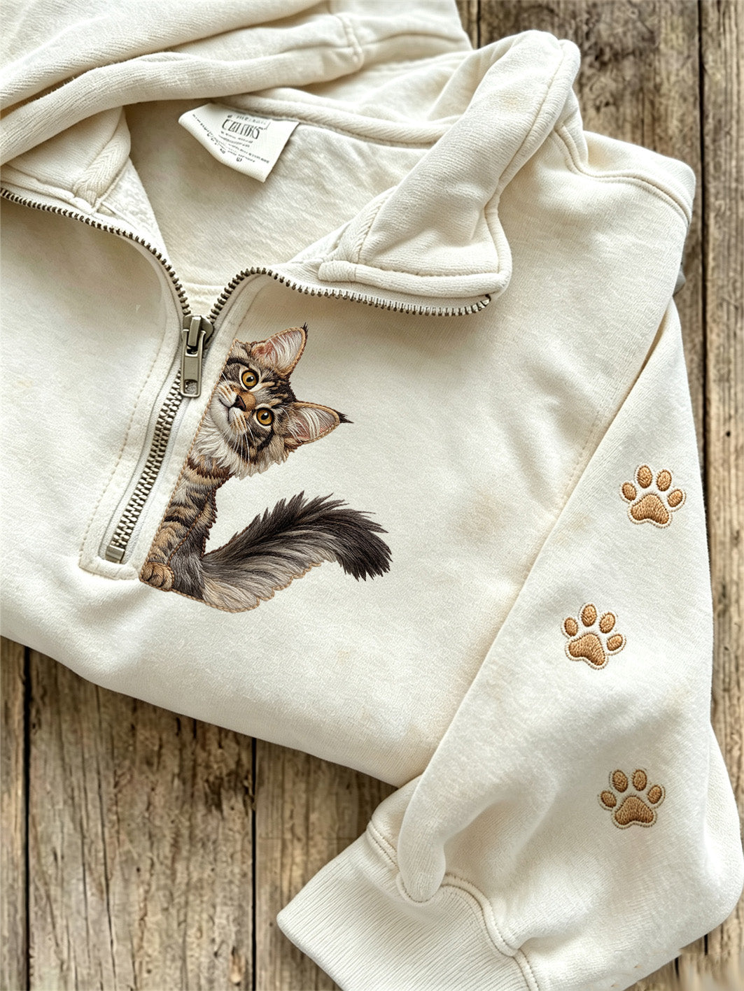 Viola | Sweatshirt med lynlås med kat og print