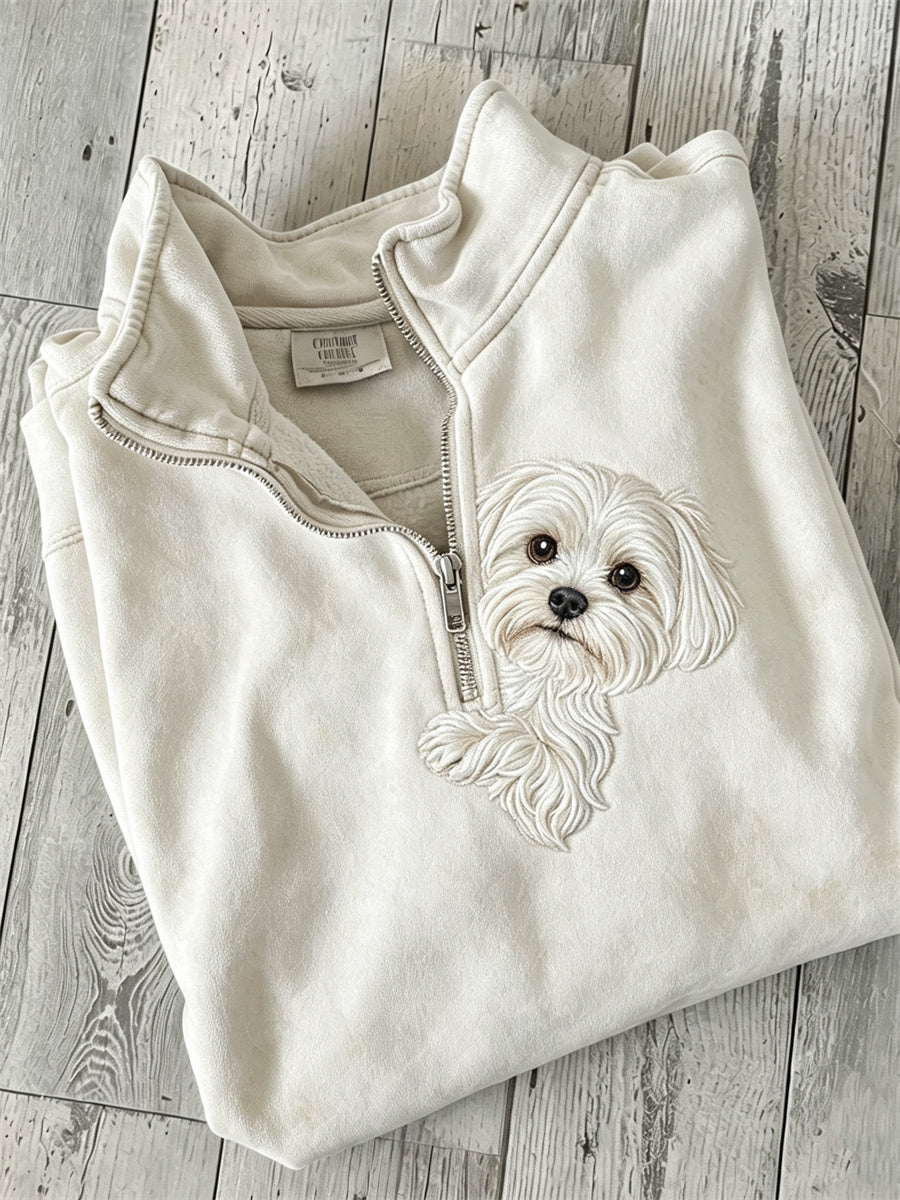 Mille | Sweatshirt med malteserhund og print