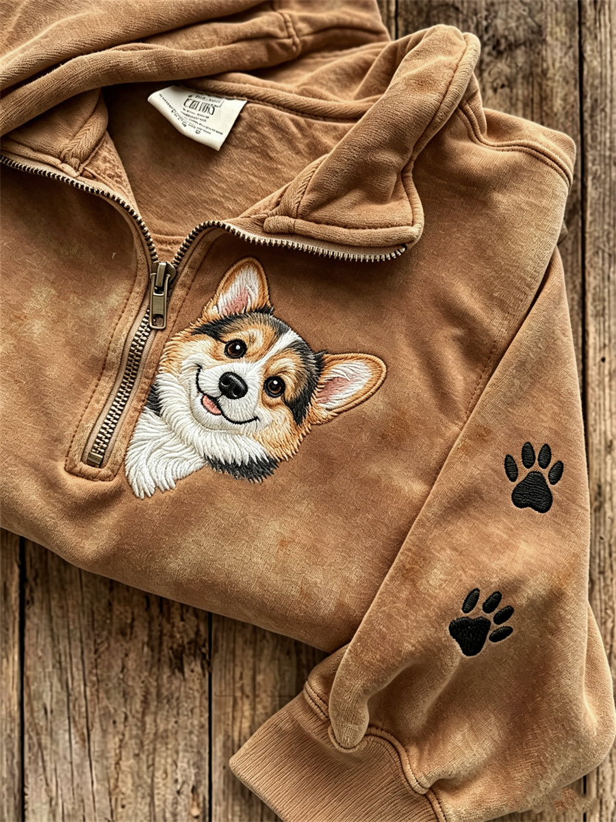 Julie | Sweatshirt med corgi og poteprint