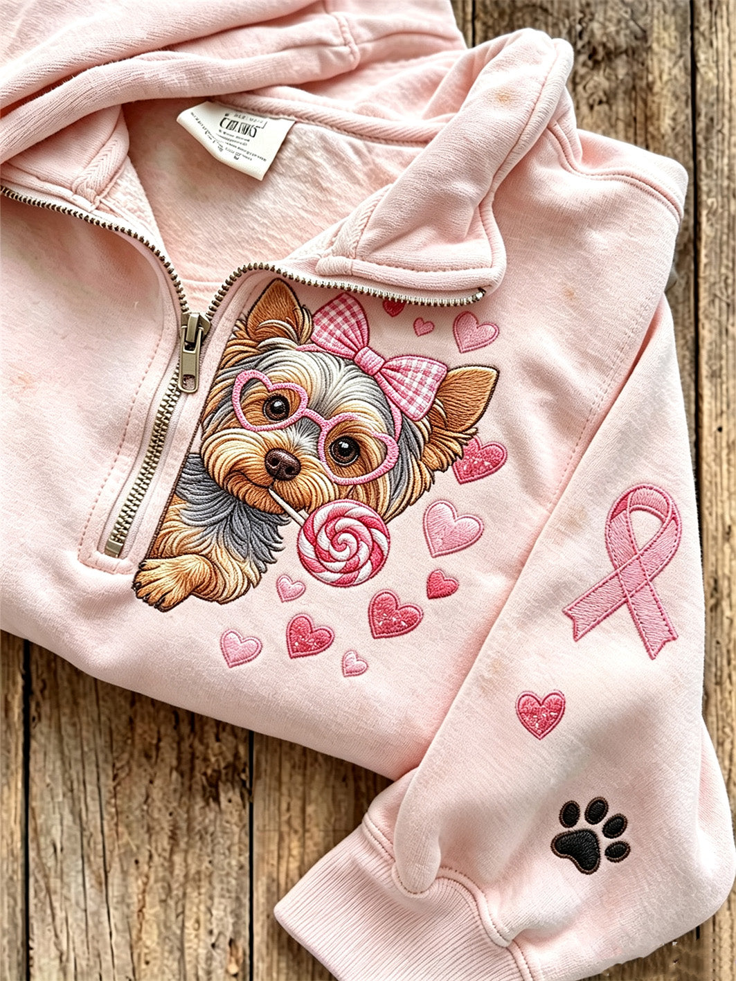 Nicoline | Sweatshirt med lynlås med hund og print