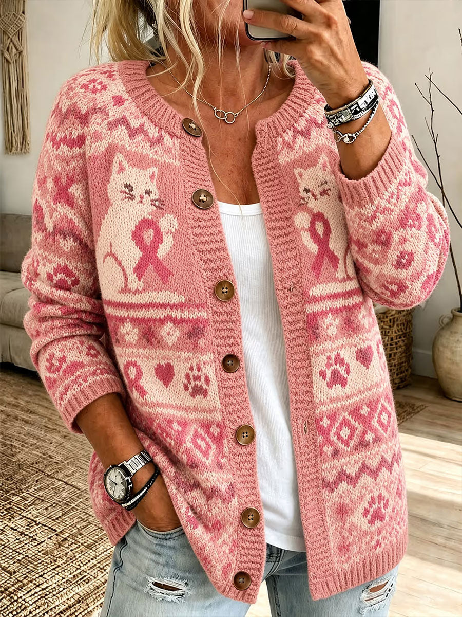 Clara | Cardigan med katteprint