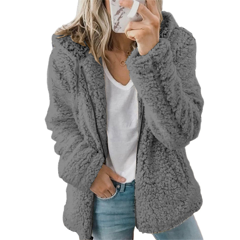 Ronja | Blød fleecejakke med hætte og lynlås