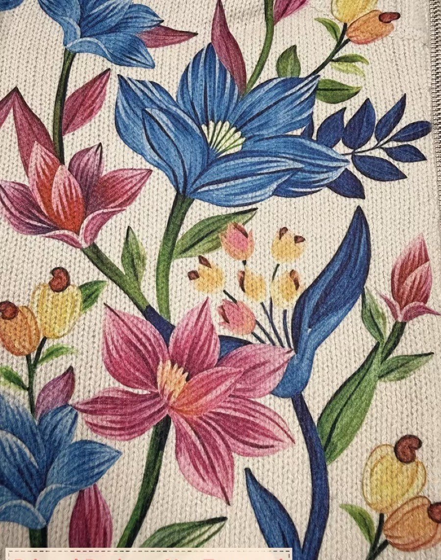 Clementine | Lynlås-cardigan med botanisk haveprint