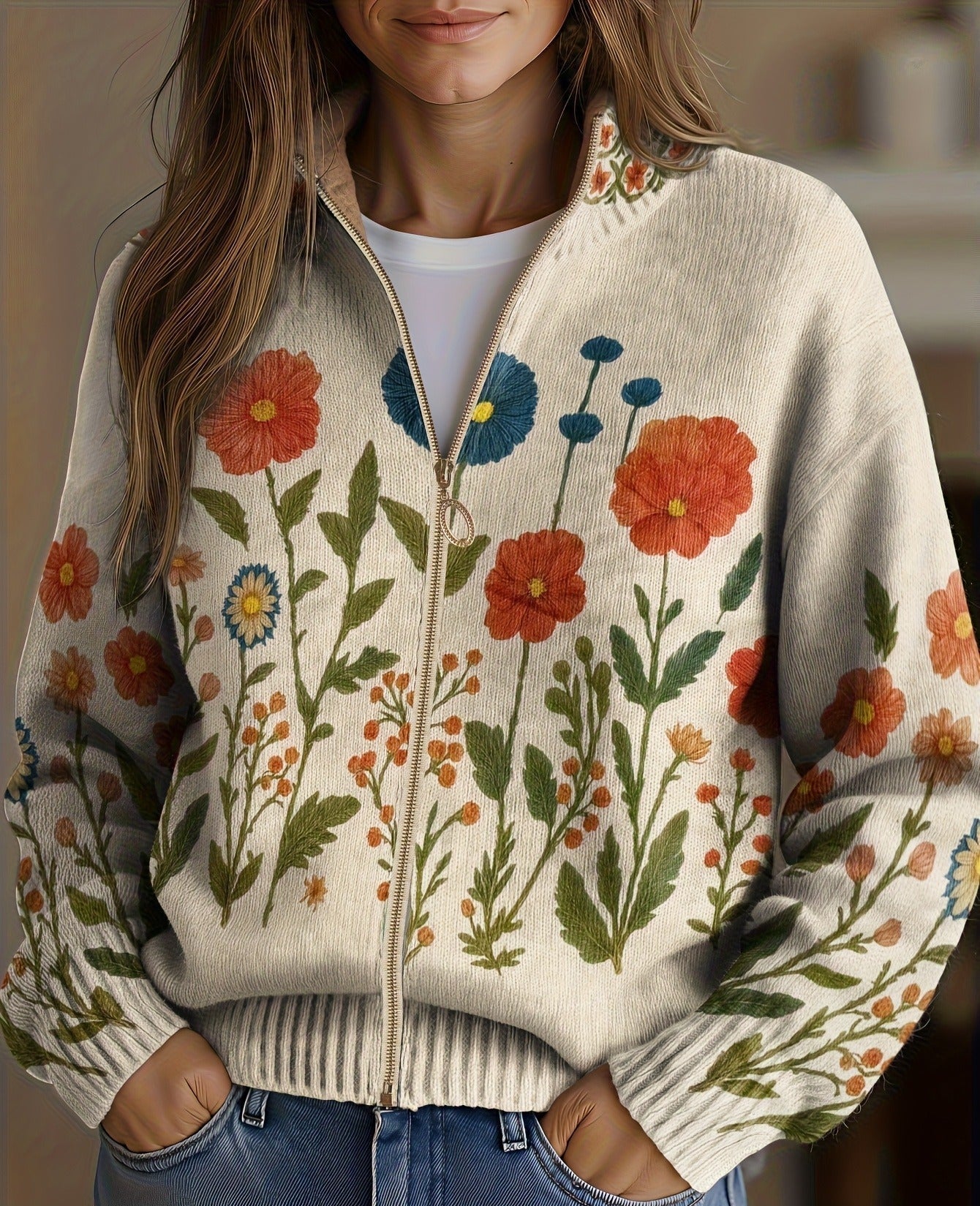 Juniper | Lynlås-cardigan med vilde blomster
